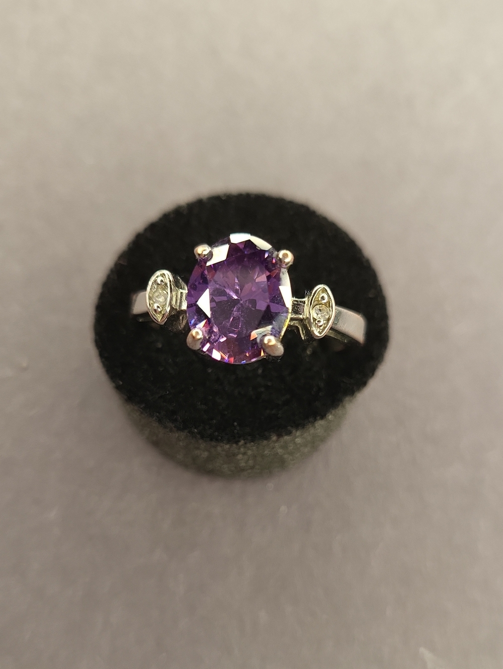 Silver 9mm Oval Purple Gemstone Ring
